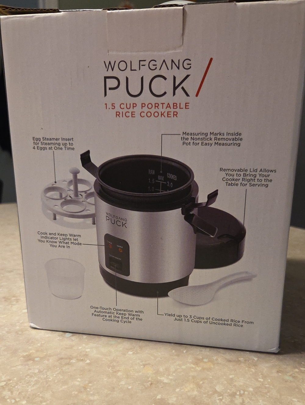Wolfgang Puck 1.5 Cup Portable Rice Cooker - Silver